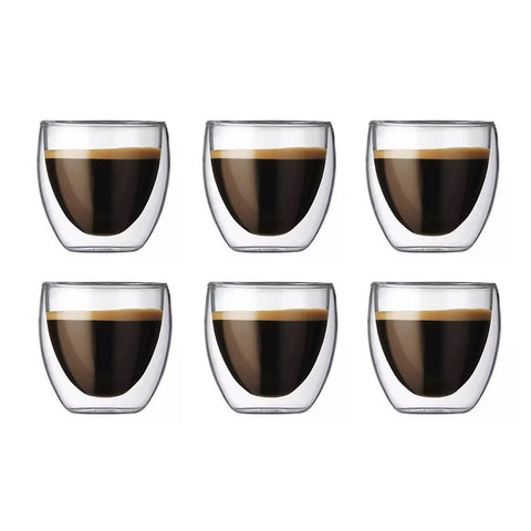 Set 6 Vasos Espresso doble vidrio 80ml