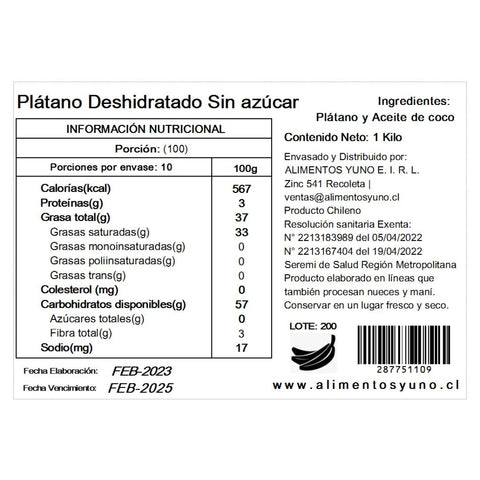 Platano Deshidratado Sin Azucar 2