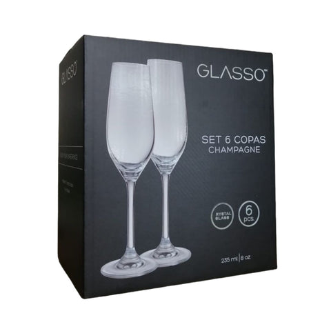 Set 6 Copas De Champagne Cristal GLASSO